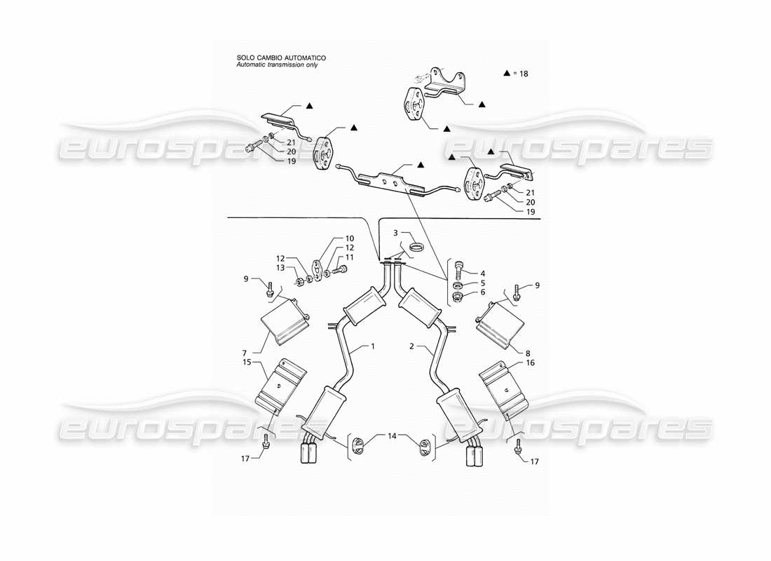 Maserati QTP V8 (1998) Hintere Abgasanlage Teildiagramm