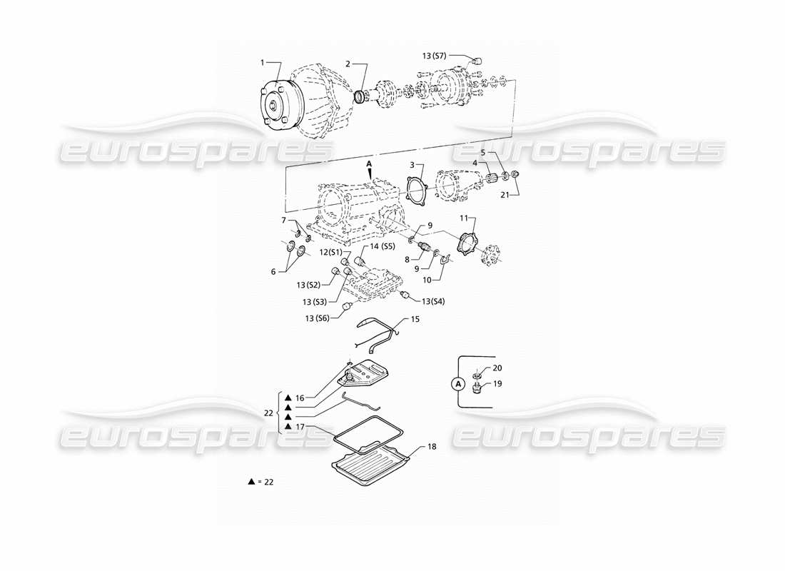 Maserati QTP V8 (1998) Automatikgetriebe – Innenteile Teildiagramm