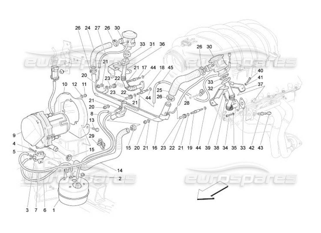 Maserati QTP. (2005) 4.2 zusätzliches Luftsystem Teildiagramm