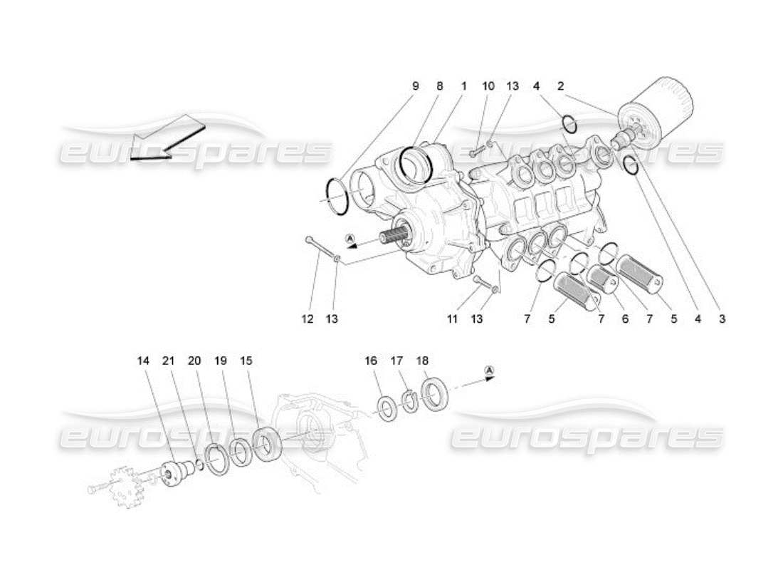 Maserati QTP. (2005) 4.2 SCHMIERSYSTEM: PUMPE UND FILTER Teilediagramm
