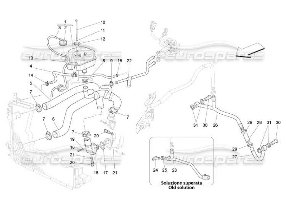 Maserati QTP. (2005) 4.2 KÜHLSYSTEM: NOURICE UND LINIEN Teildiagramm