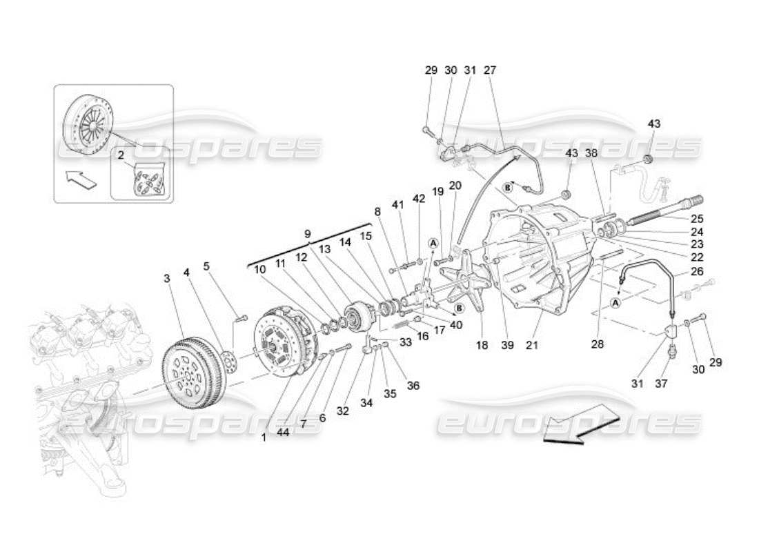 Maserati QTP. (2005) 4.2 Reibscheiben und Gehäuse für F1-Getriebe Teilediagramm