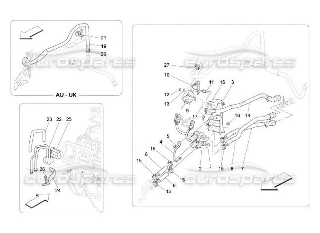 Maserati QTP. (2005) 4.2 Wechselstromeinheit: Geräte im Motorraum Teildiagramm