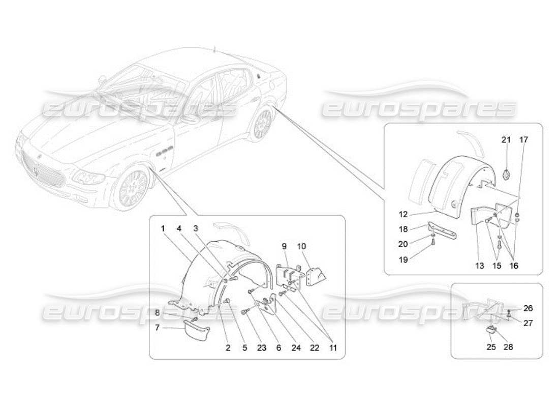 Maserati QTP. (2005) 4.2 RADHAUS UND DECKEL Teilediagramm