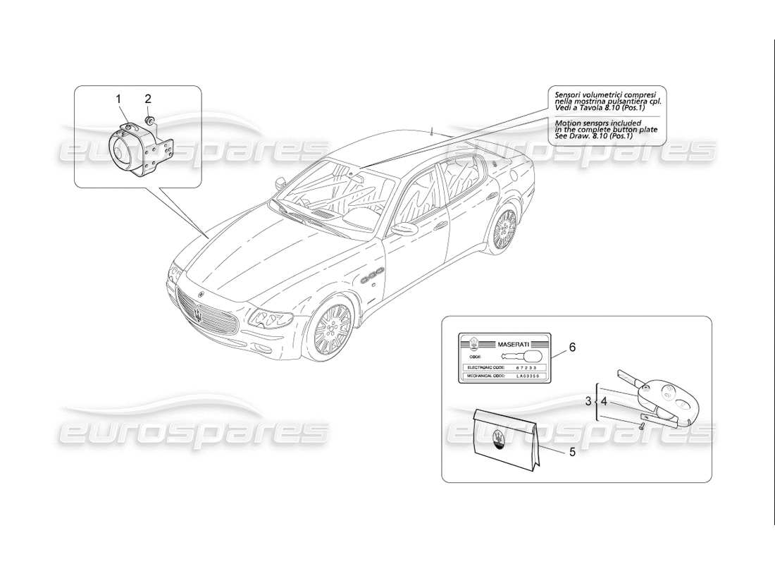 Maserati QTP. (2006) 4.2 F1 ALARM- UND WEGFAHRSPERRESYSTEM Teilediagramm