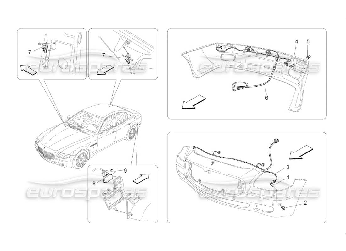 Maserati QTP. (2007) 4.2 F1 PARKSENSOREN Teilediagramm