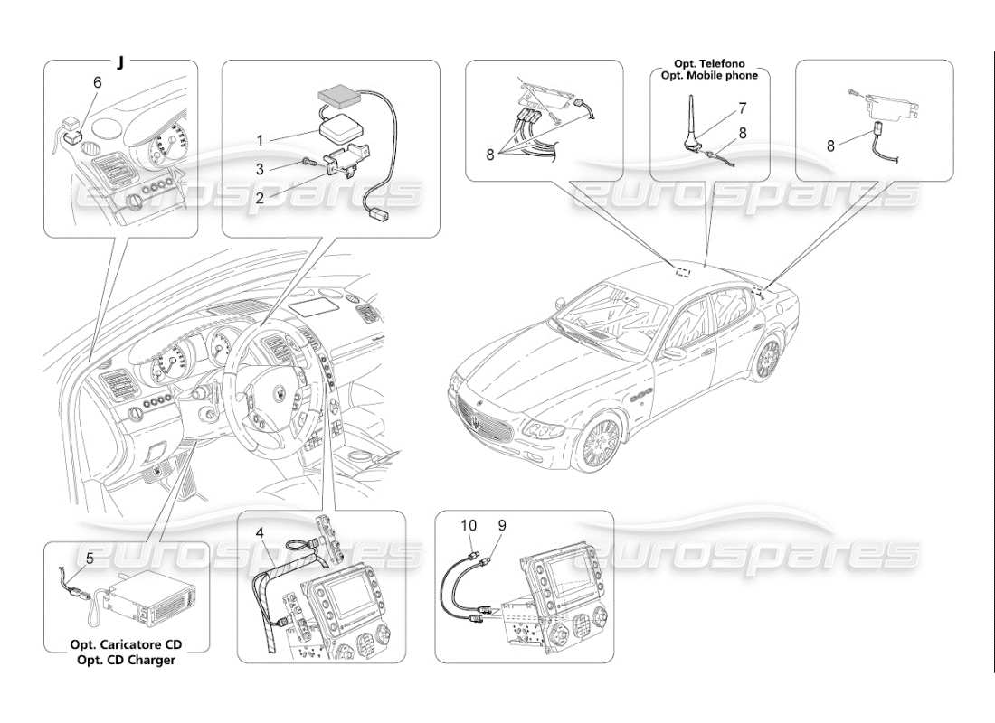 Maserati QTP. (2008) 4.2 auto EMPFANGS- UND VERBINDUNGSSYSTEM Teildiagramm