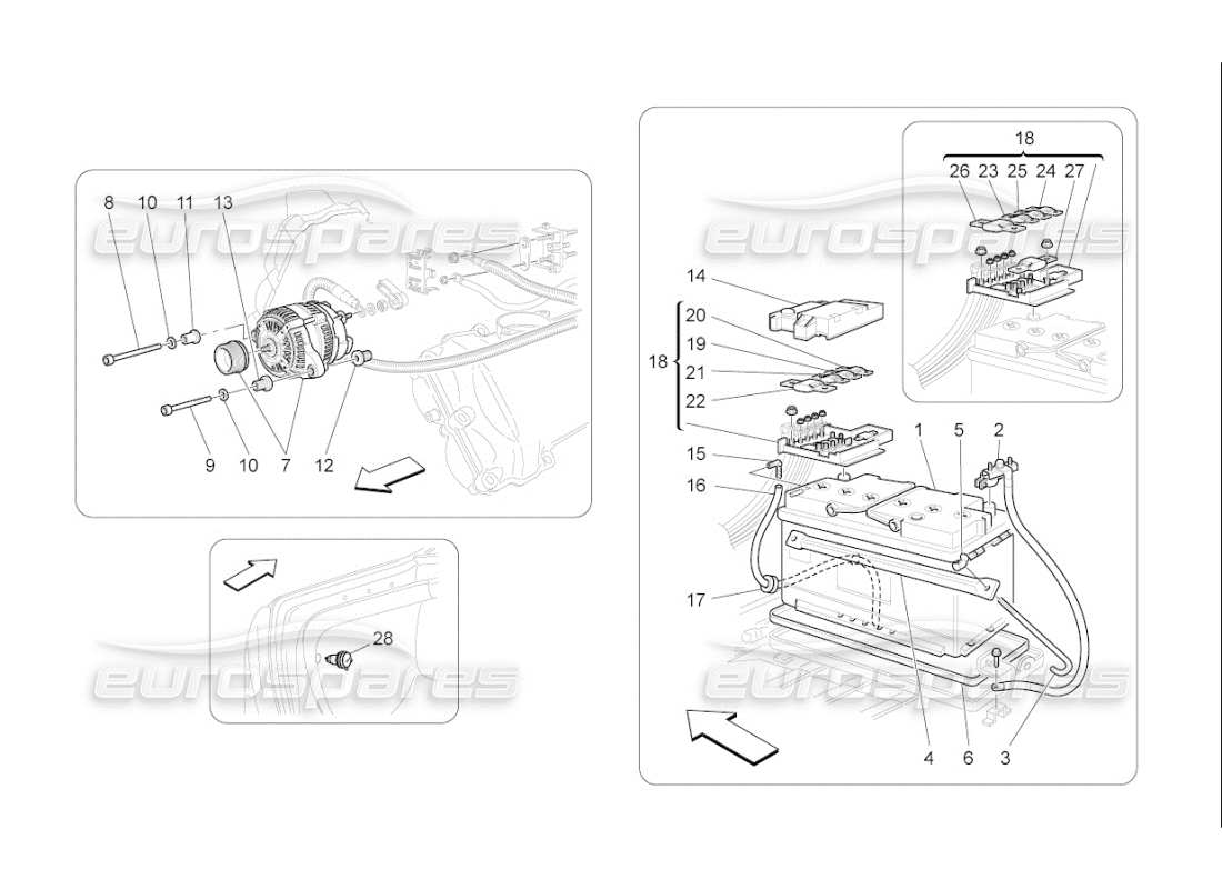 Maserati QTP. (2009) 4.2 auto ENERGIEERZEUGUNG UND -SPEICHERUNG Teildiagramm