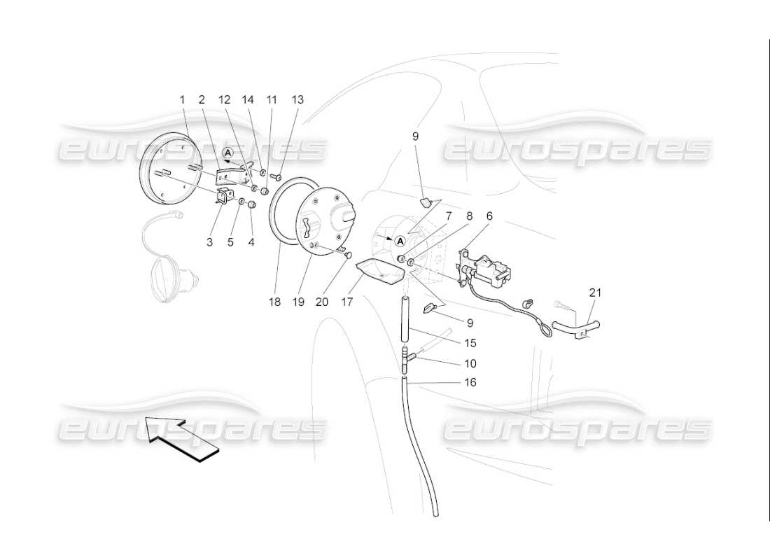 Maserati QTP. (2009) 4.2 auto KRAFTSTOFFTANK-TÜR UND BEDIENELEMENTE Teildiagramm
