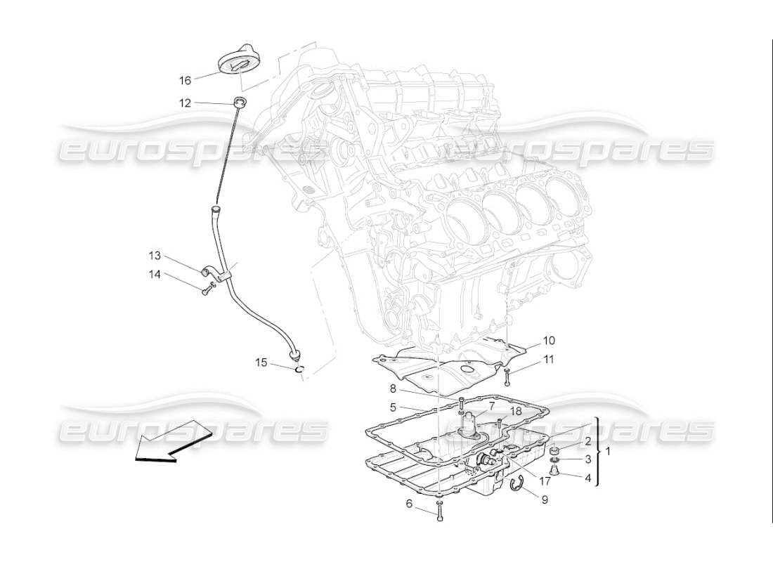 Maserati QTP. (2010) 4.7 auto SCHMIERSYSTEM: KREISLAUF UND SAMMLUNG Teildiagramm