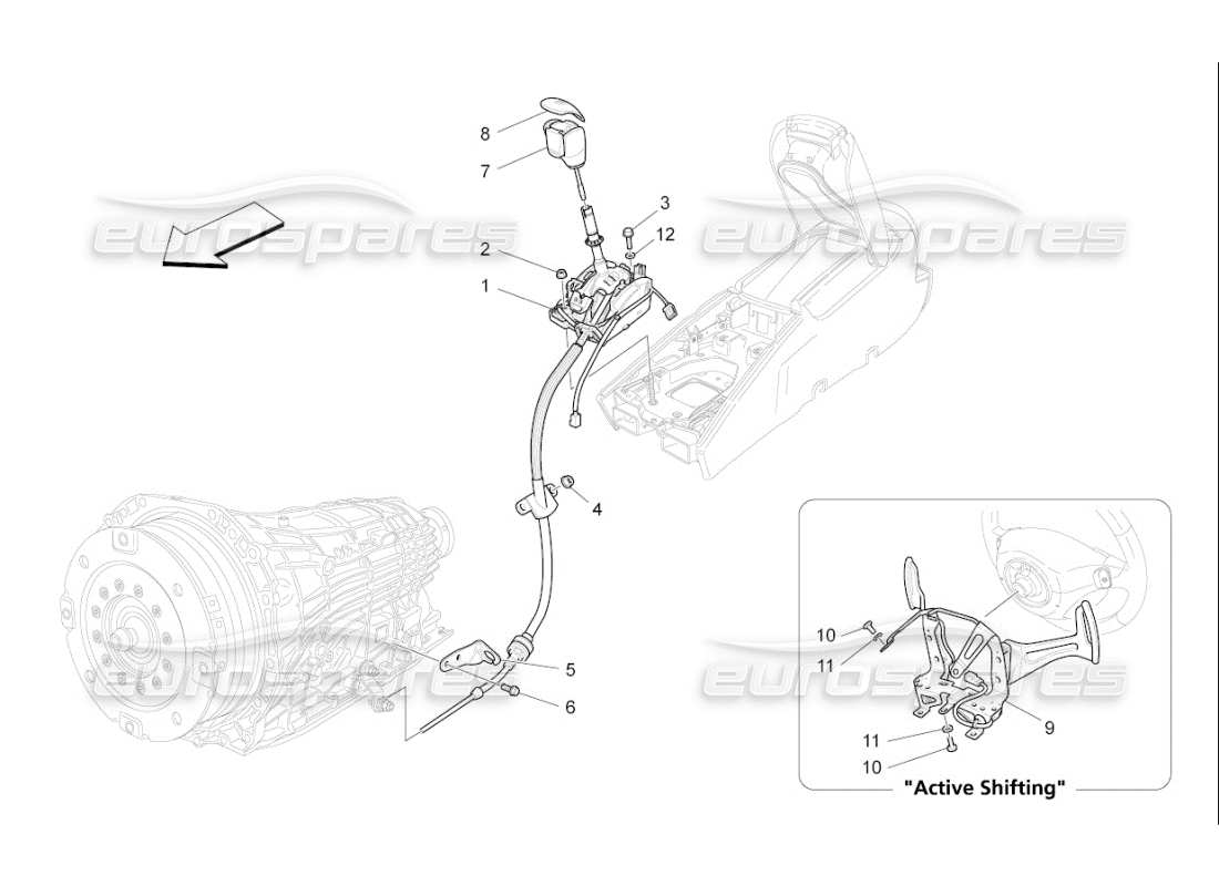 Maserati QTP. (2010) 4.7 auto Fahrersteuerung für Automatikgetriebe Teildiagramm