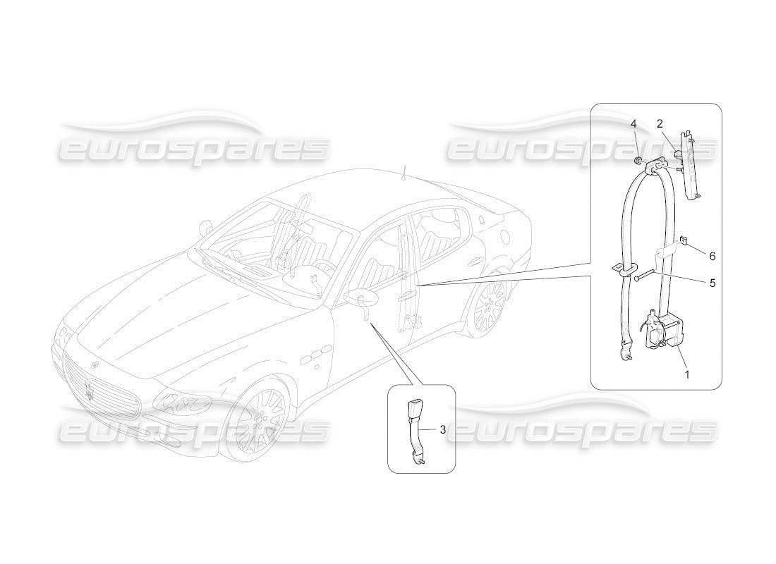 Maserati QTP. (2011) 4.2 auto VORDERE SICHERHEITSGURTE Teilediagramm