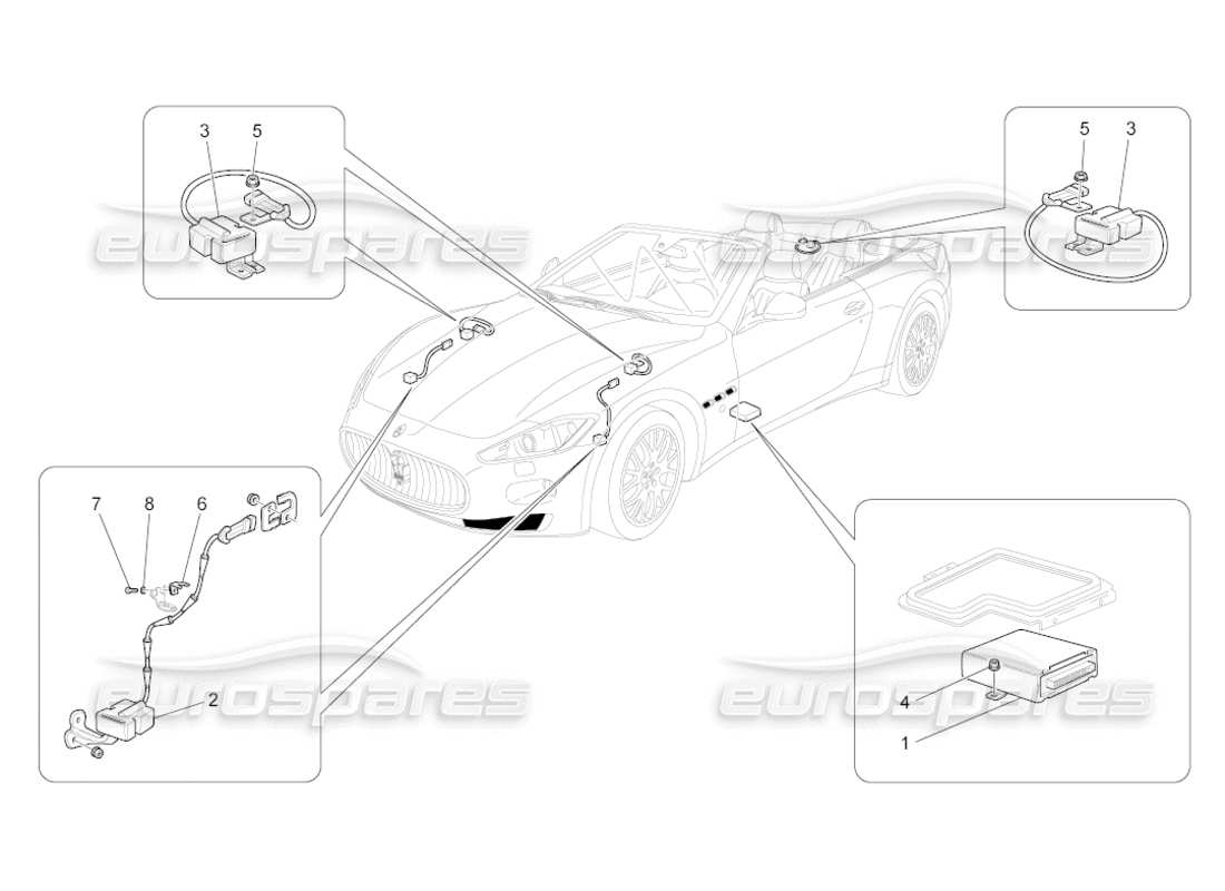 Maserati GranCabrio (2010) 4.7 Teilediagramm der elektronischen Steuerung (Aufhängung).