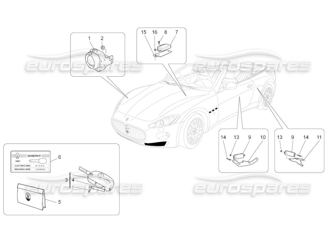 Maserati GranCabrio (2011) 4.7 ALARM- UND WEGFAHRSPERRESYSTEM Teilediagramm