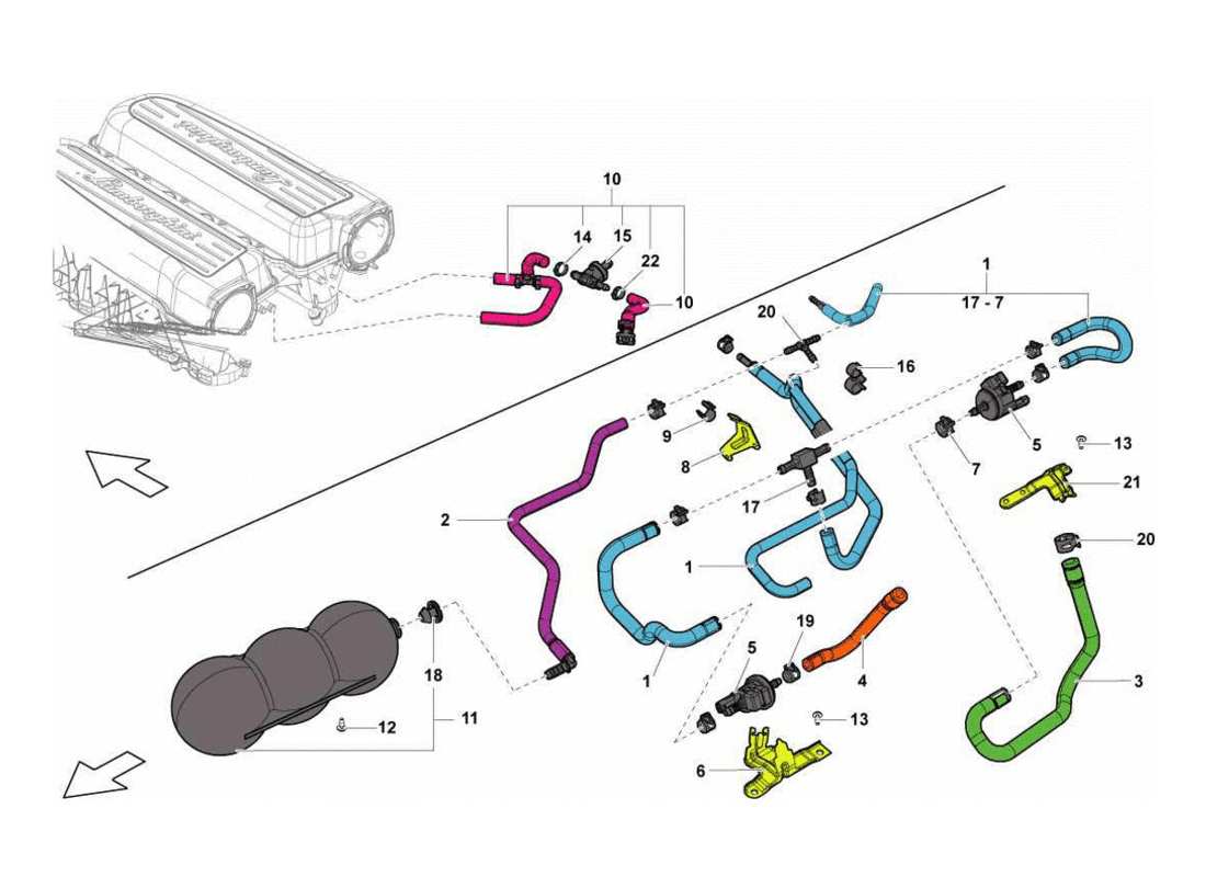 Lamborghini Gallardo LP560-4s update Vakuumsystem Teilediagramm