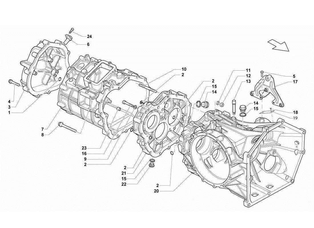 Lamborghini Gallardo LP560-4s update Getriebe – Hinterachsdifferentialgehäuse Teilediagramm