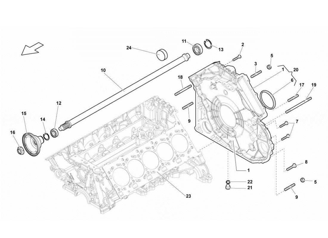 Lamborghini Gallardo LP570-4s Perform Steuerkettenabdeckung – Propellerwelle Teilediagramm