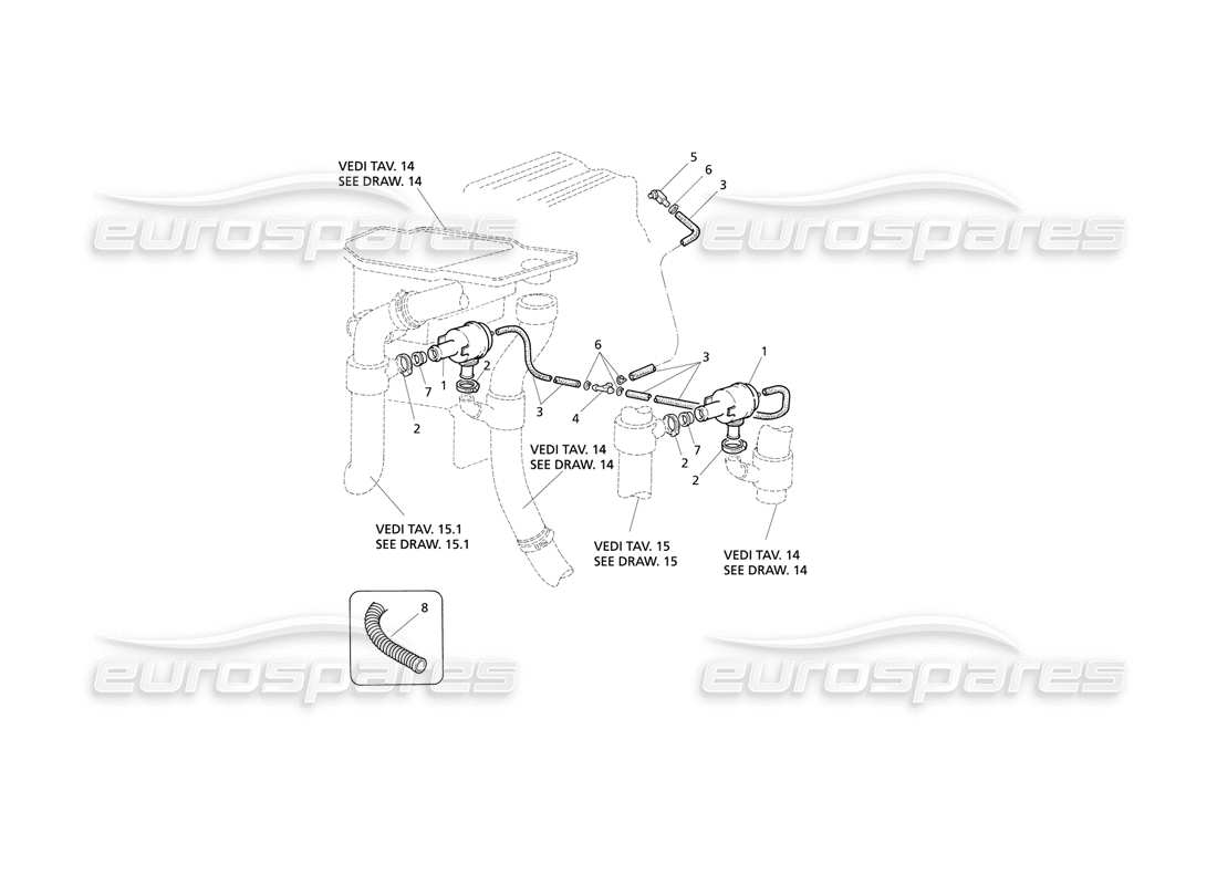 Maserati QTP V8 Evoluzione Pop-Off-Ventilsystem Teilediagramm