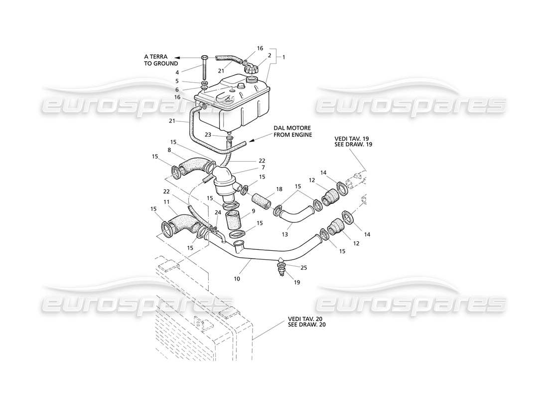 Maserati QTP V8 Evoluzione Motorkühlsystem und Thermostat Teilediagramm