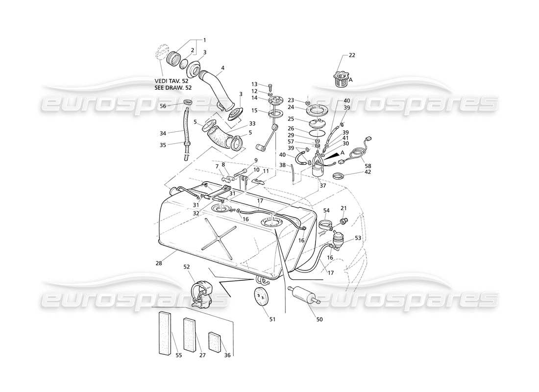 Maserati QTP V8 Evoluzione Treibstofftank Teilediagramm