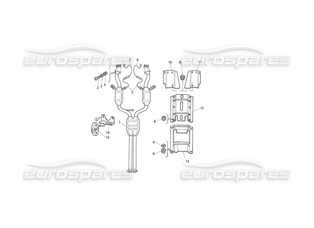 Maserati QTP V8 Evoluzione Vordere Abgasanlage Teilediagramm