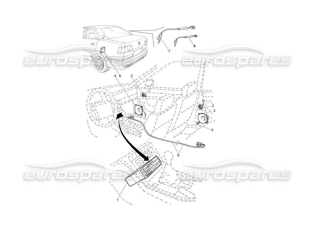 Maserati QTP V8 Evoluzione Soundsysteme Teilediagramm