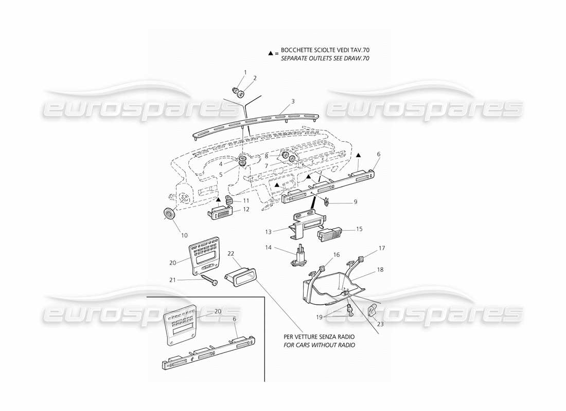 Maserati QTP V8 Evoluzione Dashboard: Komponenten Teilediagramm