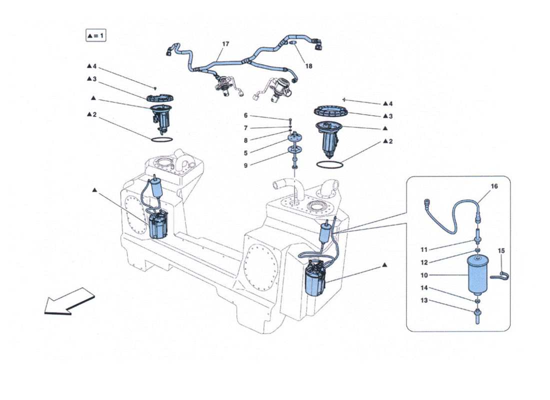 Ferrari 458 Challenge Pumpen und Versorgungsleitungen Teilediagramm