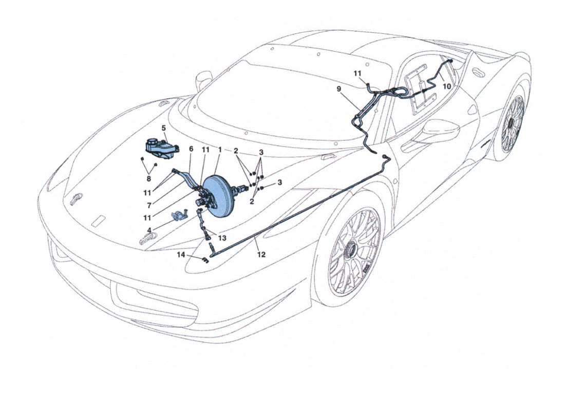 Ferrari 458 Challenge Bremskraftverstärkersystem Teilediagramm