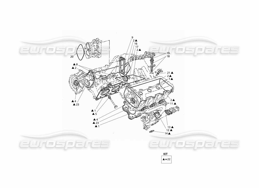 Maserati QTP V6 Evoluzione Dichtungen und Dichtungen für die Überholung von Köpfen Teildiagramm