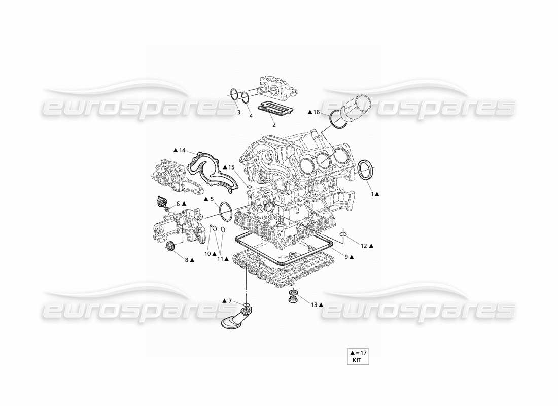 Maserati QTP V6 Evoluzione Dichtungen und Öldichtungen für die Blocküberholung Teildiagramm