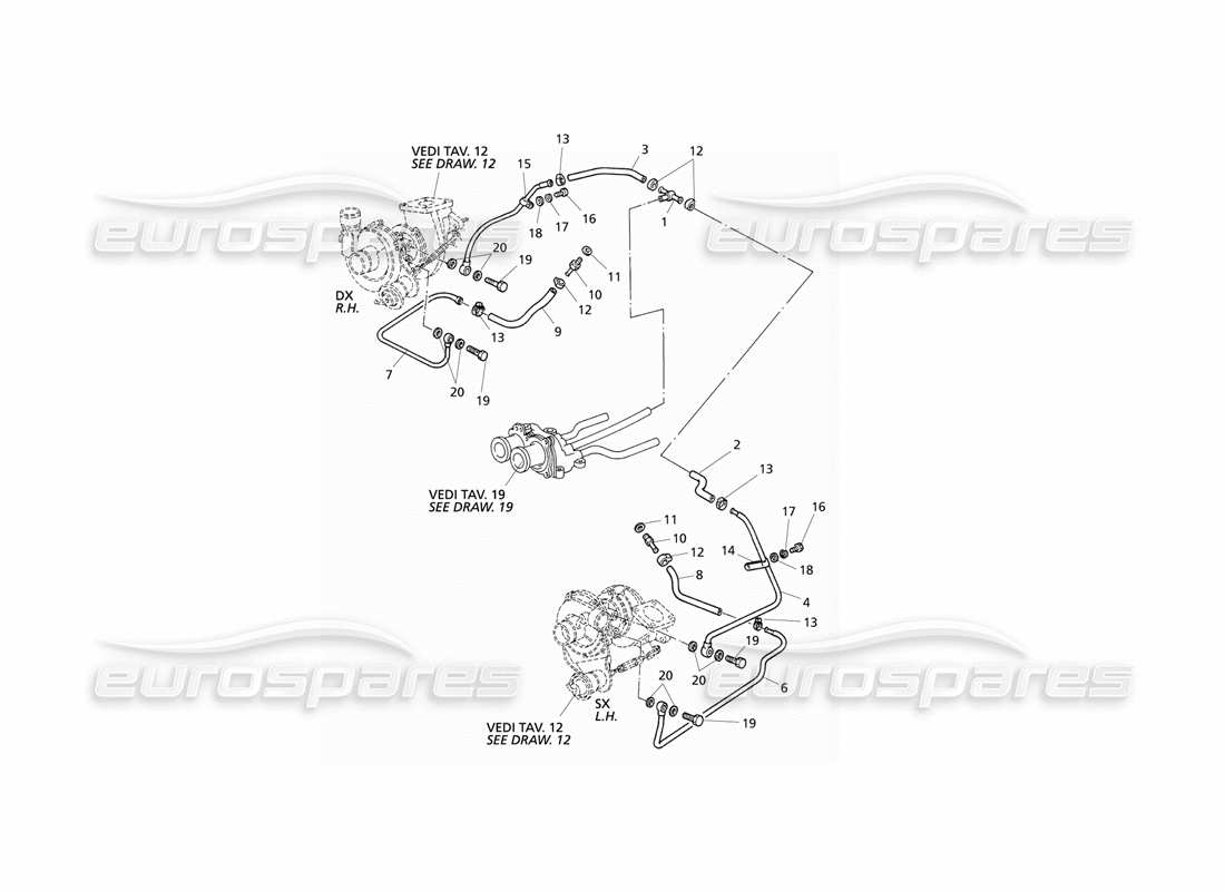Maserati QTP V6 Evoluzione Turbo-Kühlrohre Teildiagramm
