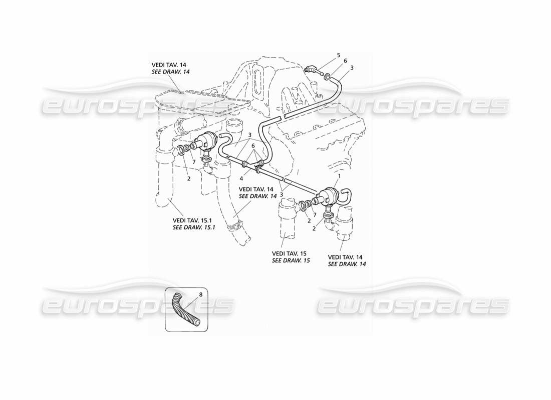 Maserati QTP V6 Evoluzione Popoff-Ventilsystem Teilediagramm