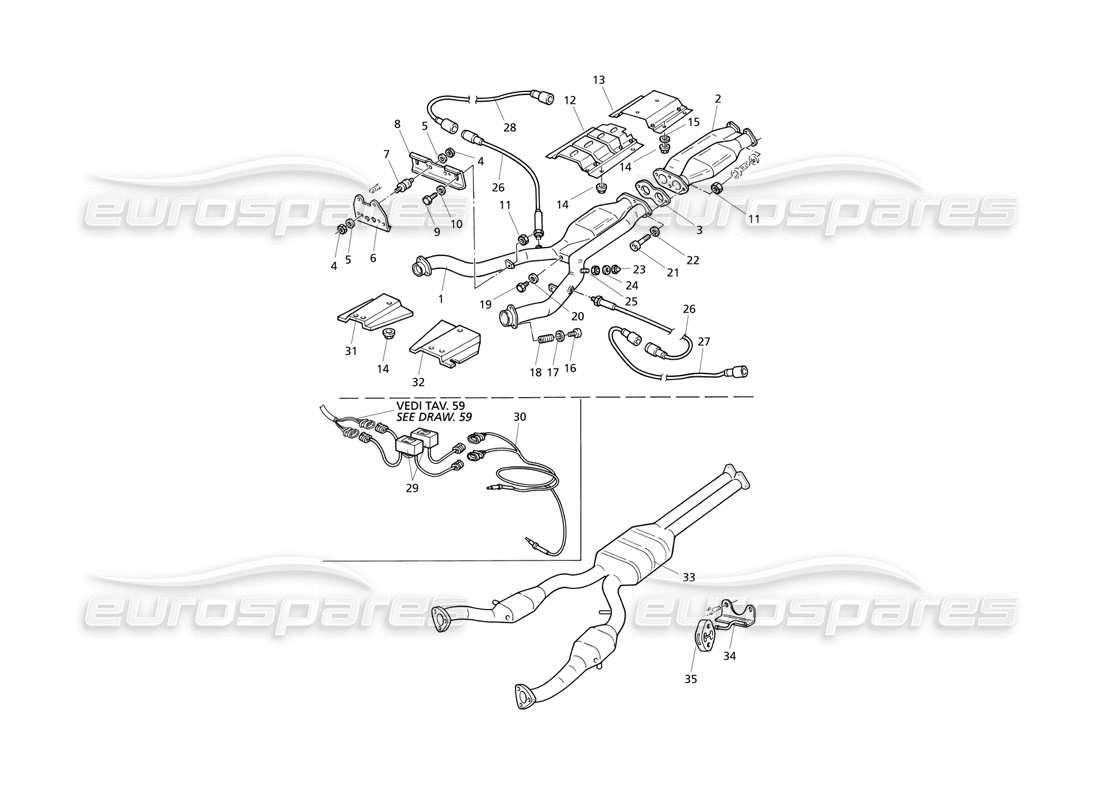 Maserati QTP V6 Evoluzione Vordere Abgasanlage Teildiagramm