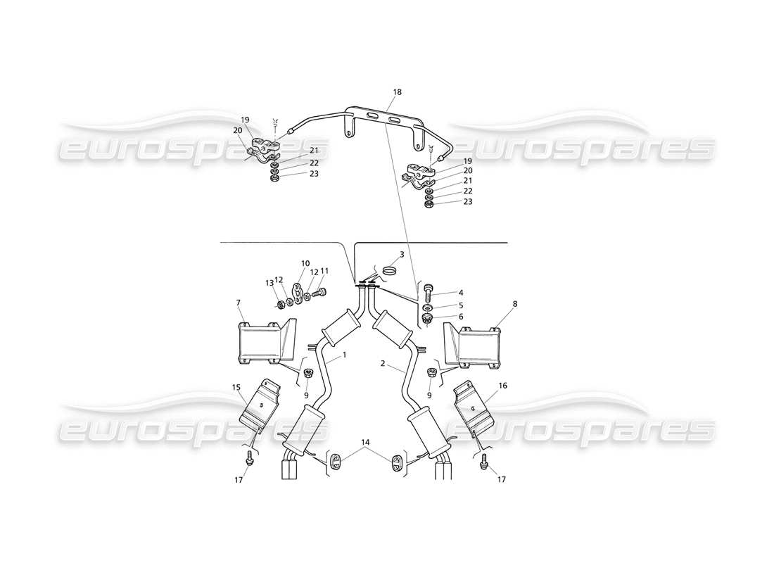 Maserati QTP V6 Evoluzione Hintere Abgasanlage Teildiagramm