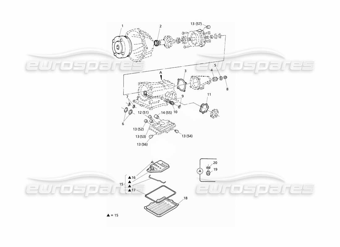 Maserati QTP V6 Evoluzione Interne Teile des Automatikgetriebes Teildiagramm