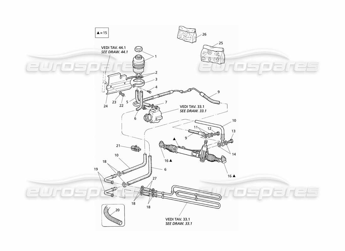 Maserati QTP V6 Evoluzione Servolenkungssystem Teildiagramm