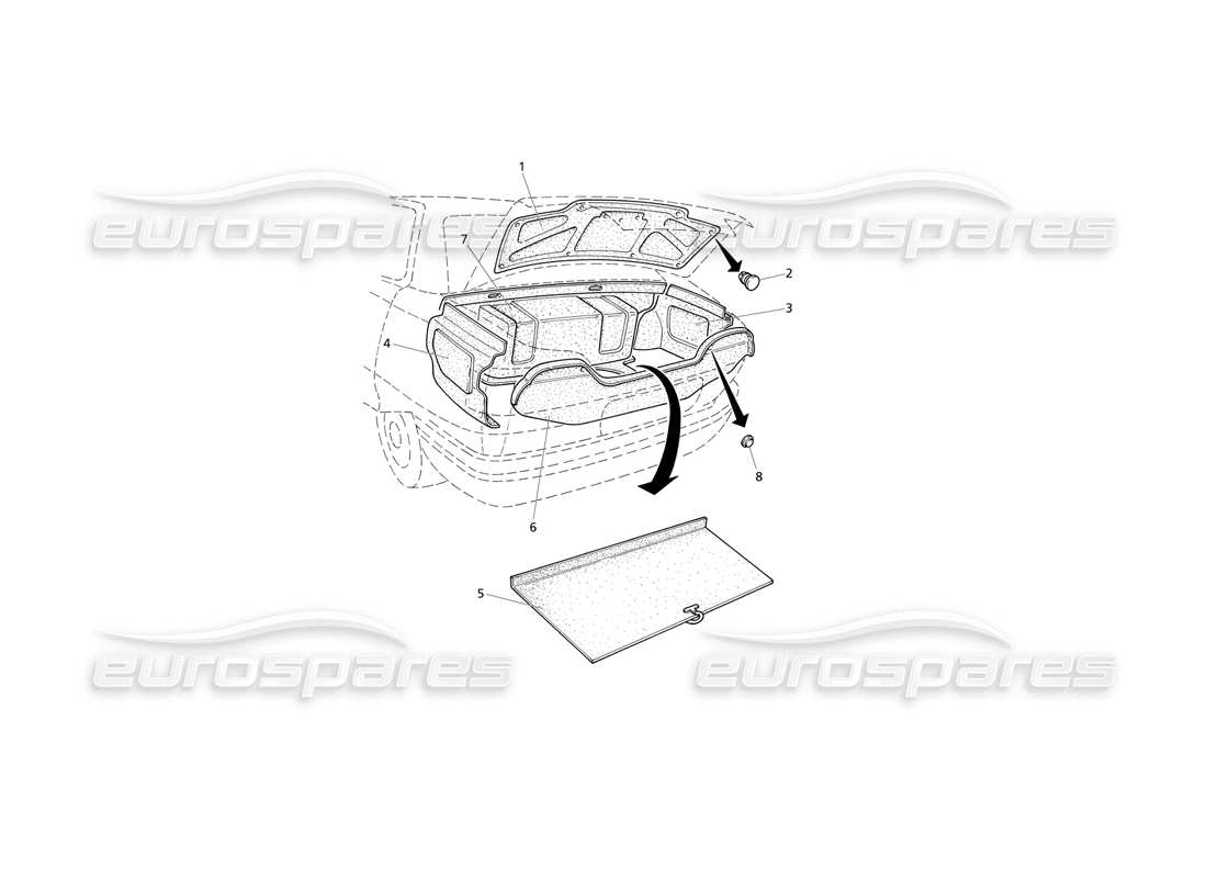 Maserati QTP V6 Evoluzione Kofferraum: Teppiche Teildiagramm