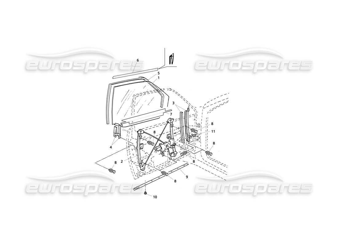 Maserati QTP V6 Evoluzione Vordertüren: Fenster und Regler Teildiagramm