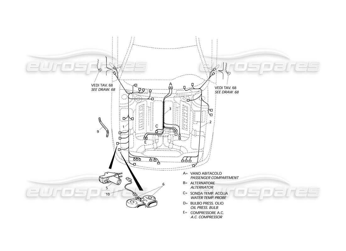 Maserati QTP V6 Evoluzione Elektrisches System: Motorraum Teildiagramm