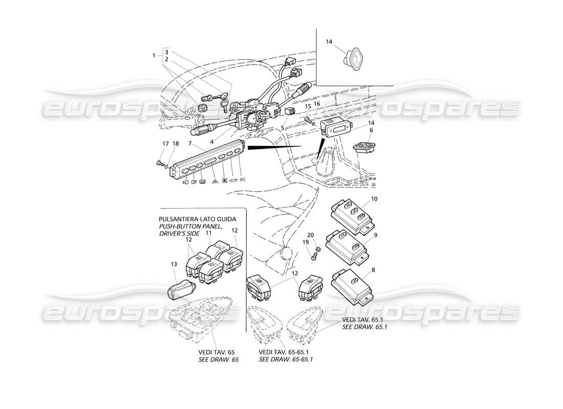 Maserati QTP V6 Evoluzione Schalter und Lenkschloss Teildiagramm
