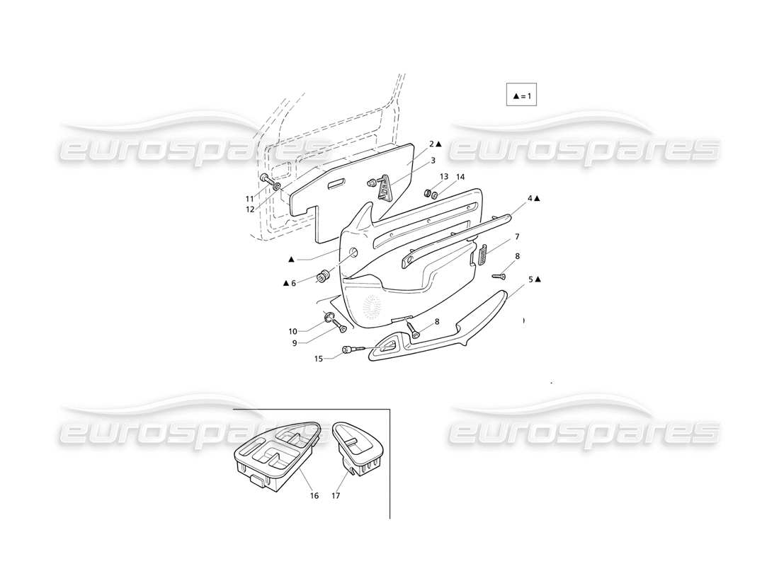 Maserati QTP V6 Evoluzione Innenverkleidungen: Vordertürverkleidungen Teildiagramm