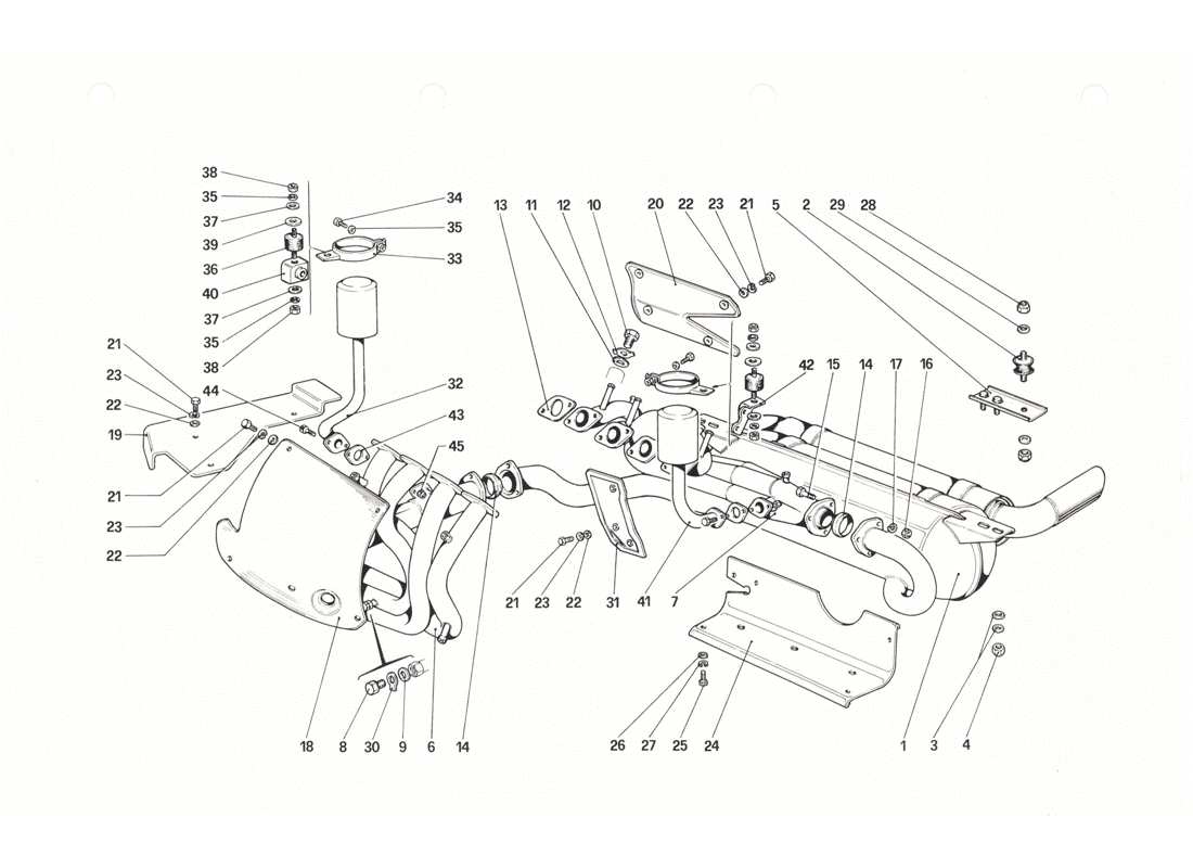 Ferrari 208 GTB GTS Abgassystem Teildiagramm