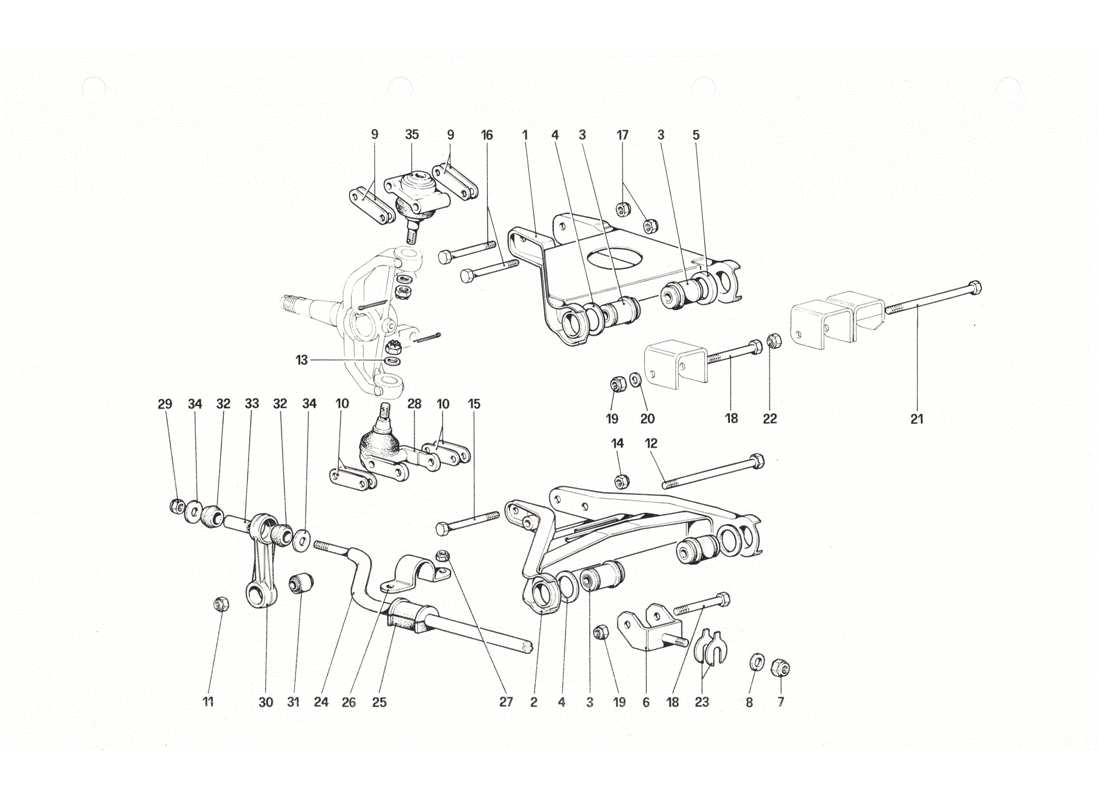 Ferrari 208 GTB GTS Vorderradaufhängung – Querlenker Teildiagramm