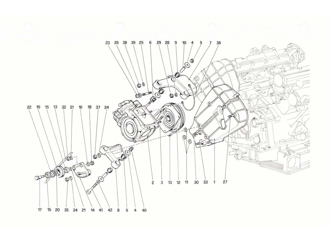 Ferrari 208 GTB GTS Klimakompressor und Steuerung Teildiagramm