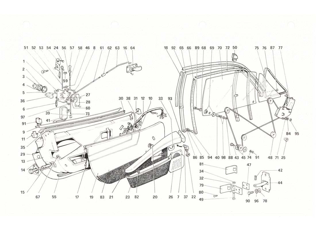 Ferrari 208 GTB GTS Türen Teildiagramm