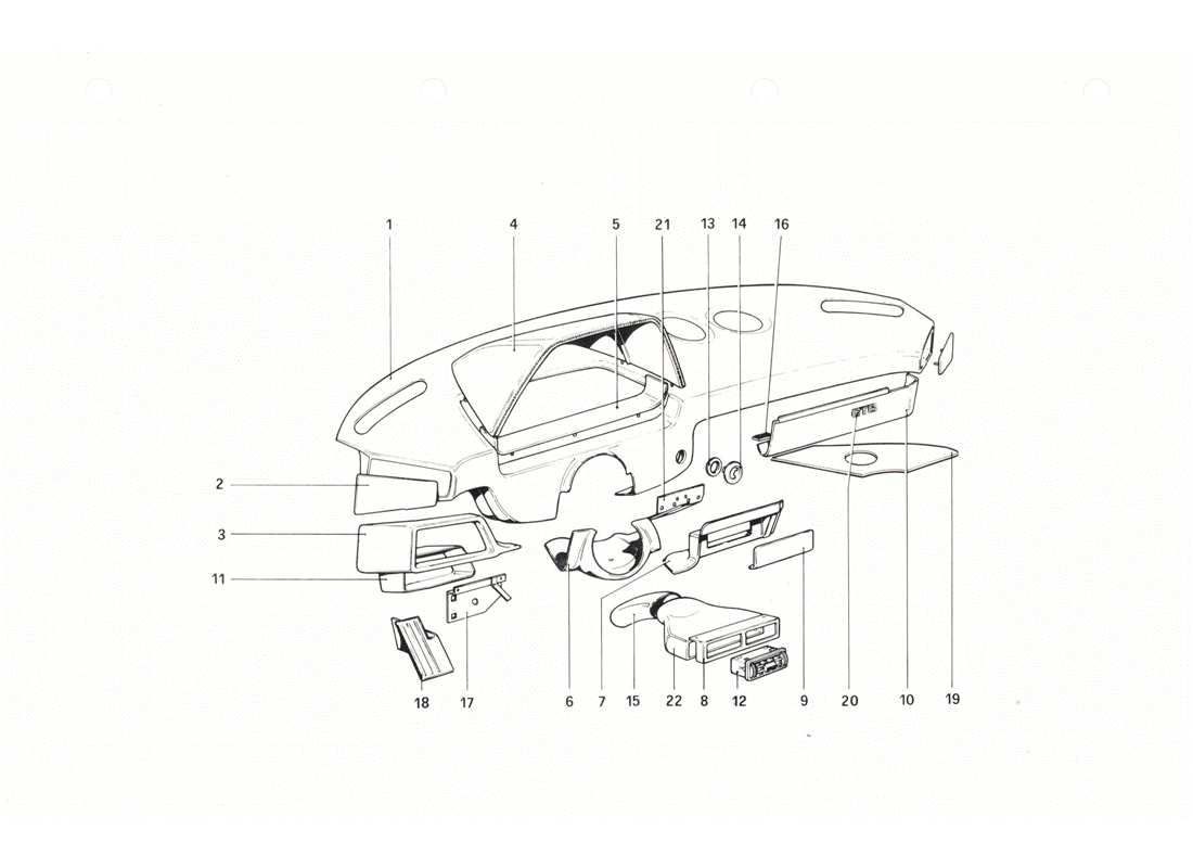 Ferrari 208 GTB GTS Instrumententafel Teildiagramm