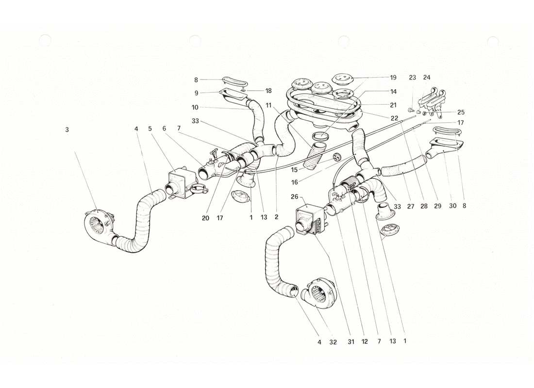 Ferrari 208 GTB GTS Heizsystem Teildiagramm