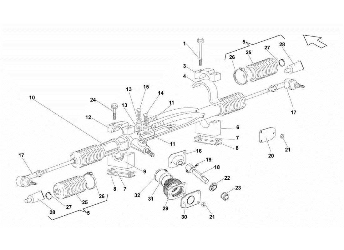 Lamborghini Gallardo STS II SC Lenkgetriebe Teilediagramm