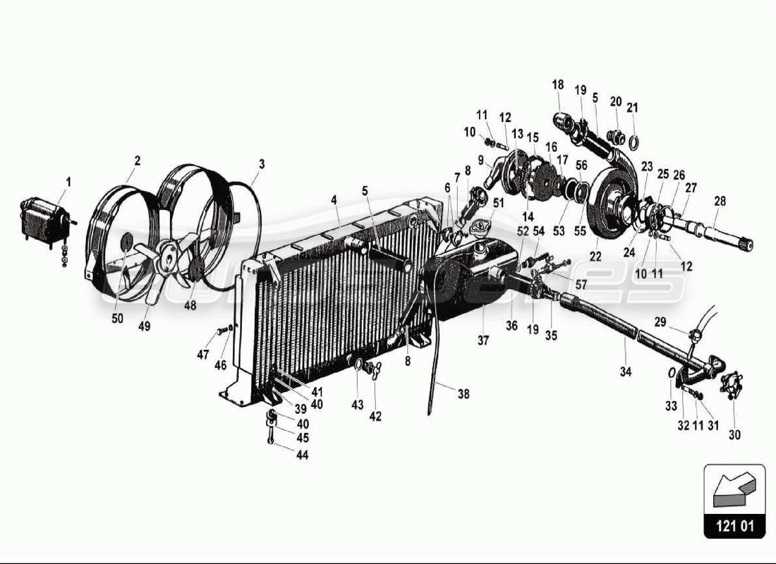 Lamborghini 350 GT Wasserkühlsystem Teilediagramm